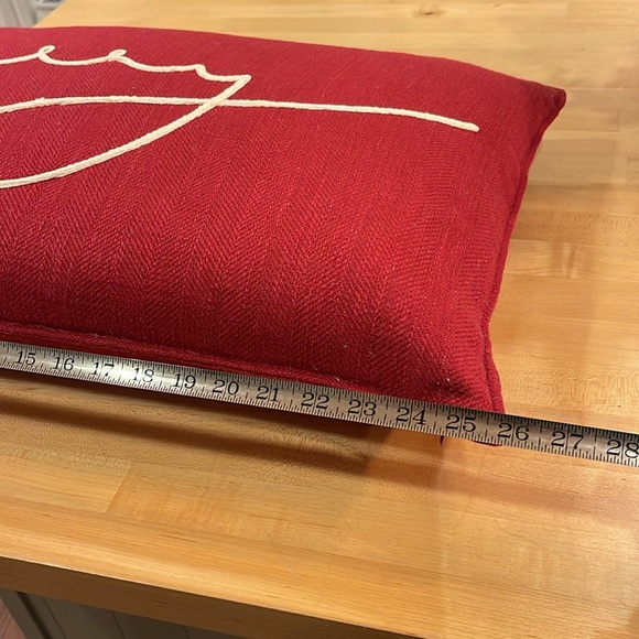 Pottery Barn Merry Embroidered Pillow feather down insert -slight imperfections - Picture 5 of 9